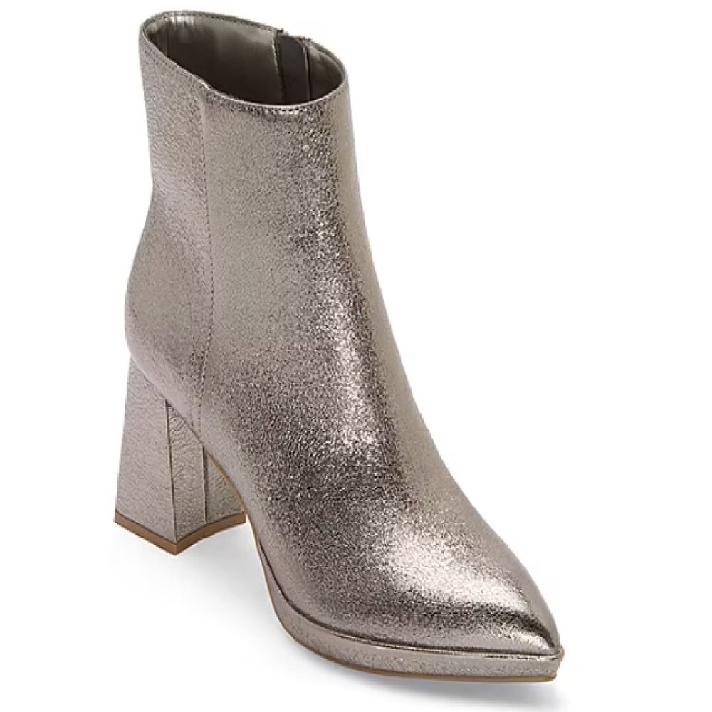 Worthington Womens Bannow Flared Heel Boots Disco 7.5, 9.5 Pewter Costume